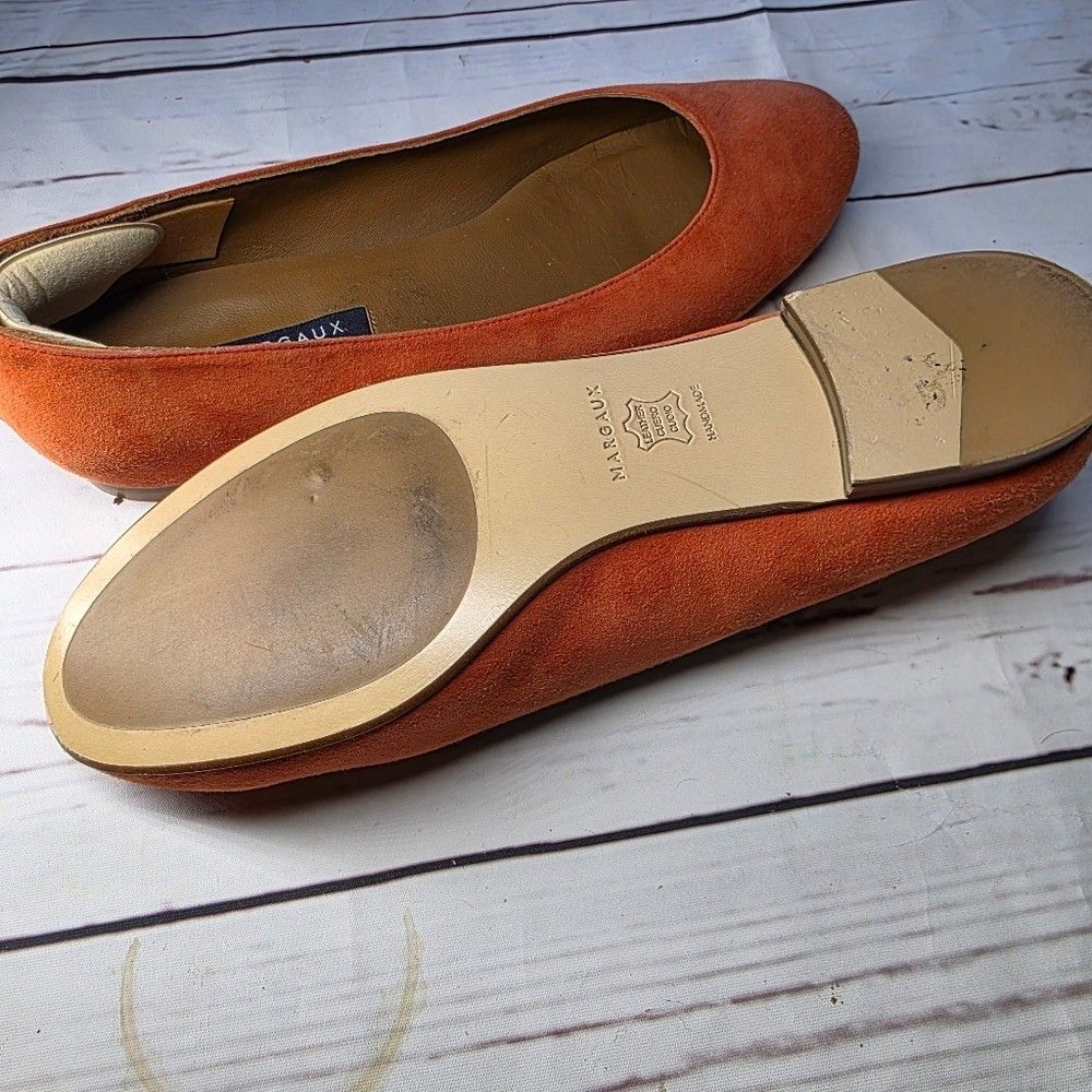 Margaux Suede Orange Classic Ballet Flats Size 9M - Picture 6 of 6